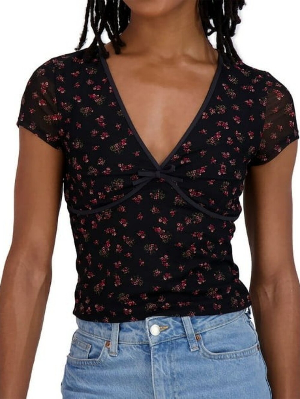 Aeropostale Women's Mesh V-Neck Crop Top